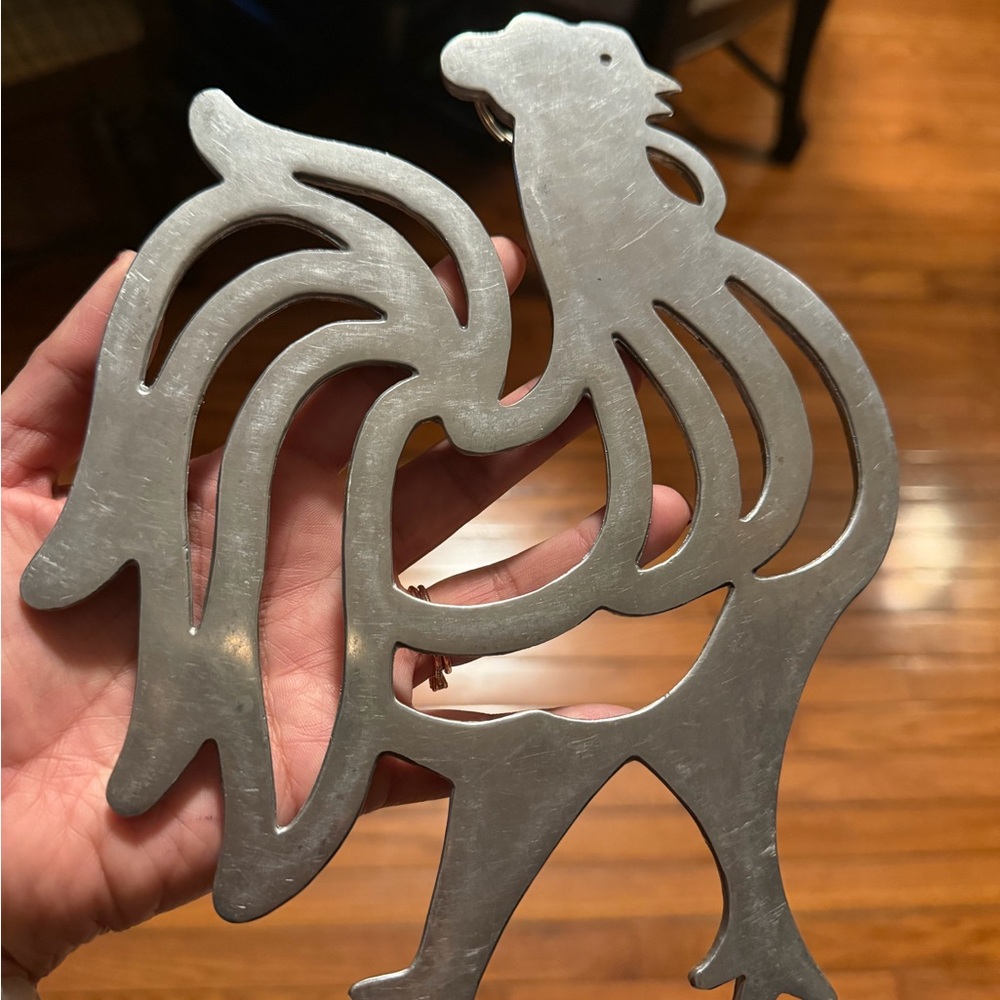 Silver Rooster Metal Trivet